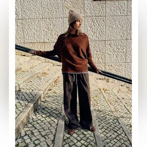 Zara CAPE BODY KNIT JUMPER Chocolate Sz L